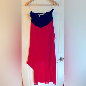 BCBG high low dress with criss cross back